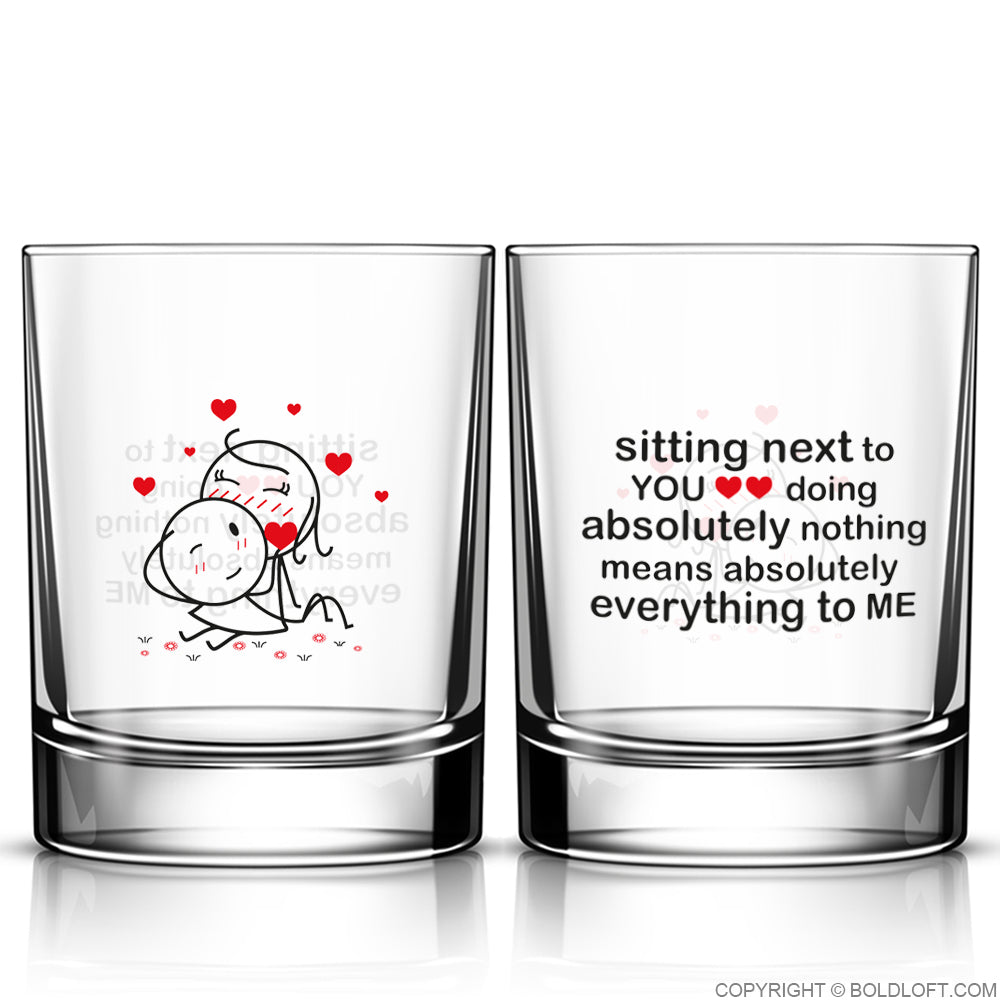 BoldLoft You Mean Everything to Me™ Couple Drinking Glass Set - Perfect Couple Gifts for Him and Her.